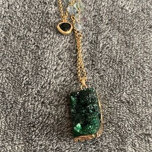 Gold and Green Pendant Necklace